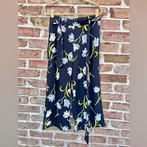 Halogen Relaxed Wide Leg Black Printed Pants Stretch Waist